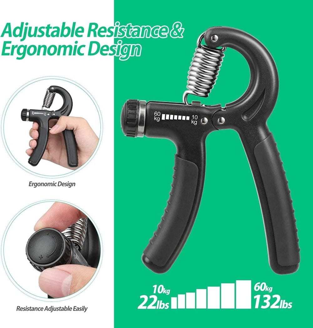 Grip Strength Trainer, Hand Grip Strengthener, Adjustable Resistance 22-132Lbs (10-60Kg), Forearm Strengthener, Perfect for Musicians Athletes - Image 4